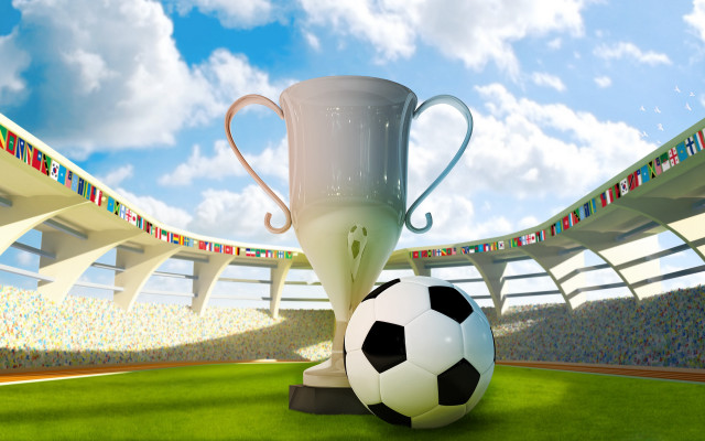 Soccer trophy field clouds sky free wallpaper for desktop - medium preview image