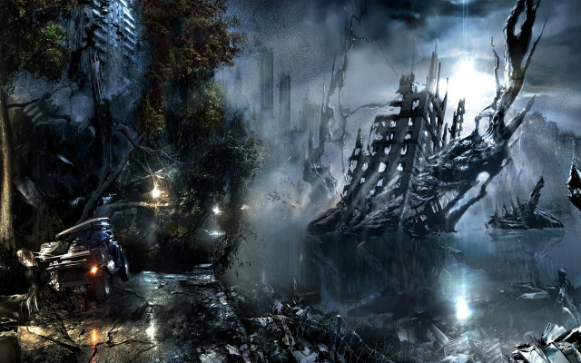 Ship foggy spooky light matte free wallpaper for desktop - medium preview image