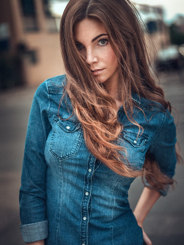 Woman long hair street corner #2 free wallpaper for mobile - medium preview image