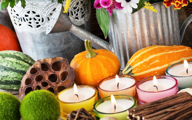 Harvest folk art flower candles free wallpaper for desktop - medium preview image