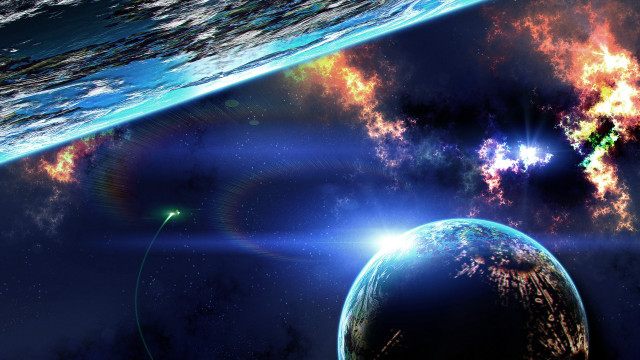 Space planet star background aurora free wallpaper for desktop - medium preview image