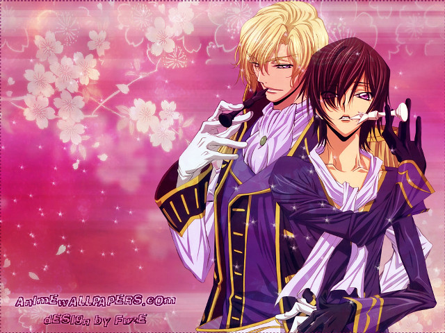 Anime couple pink background flowers #2 free wallpaper for desktop - medium preview image
