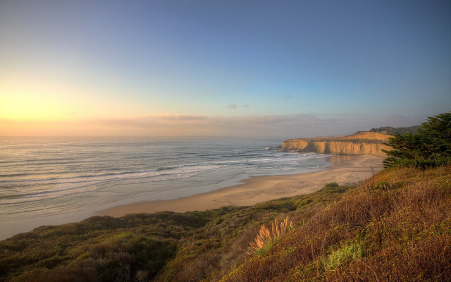 Beach cliff sunset ocean landscape #2 free wallpaper for desktop - medium preview image