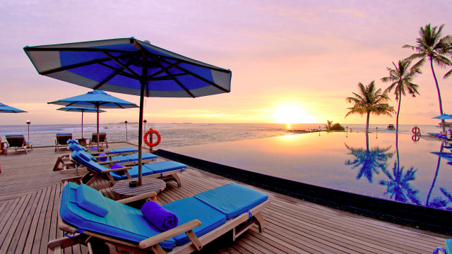 Lounge chairs pool deck umbrella #3 free wallpaper for desktop - medium preview image