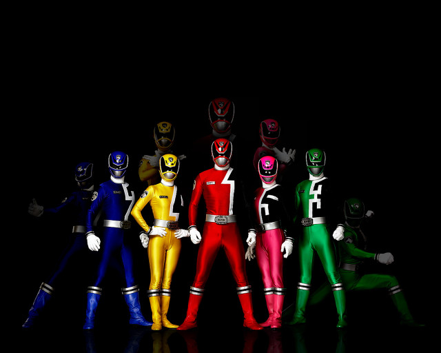 Power rangers colorful group standing free wallpaper for desktop - medium preview image
