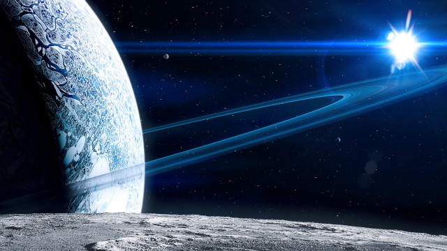 Moon planet starfield astronaut cityscape #2 free wallpaper for desktop - medium preview image