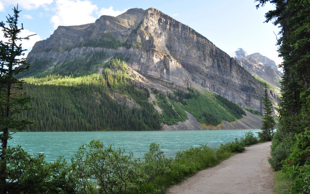 Mountain lake path forest sky #2 free wallpaper for desktop - medium preview image
