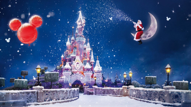 Castle santa balloons magic night #2 free wallpaper for desktop - medium preview image