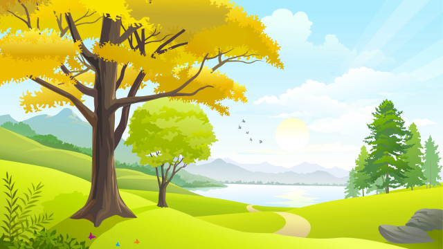 Scenic green landscape lake trees #2 free wallpaper for desktop - medium preview image