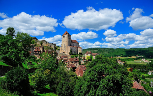 Castle hill tower forest lake free wallpaper for desktop - medium preview image