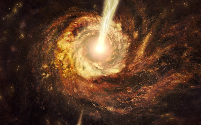 Cosmic spiral galaxy bright center free wallpaper for desktop - medium preview image