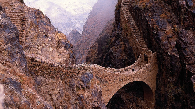 Hanging bridge mountain bird background free wallpaper for desktop - medium preview image