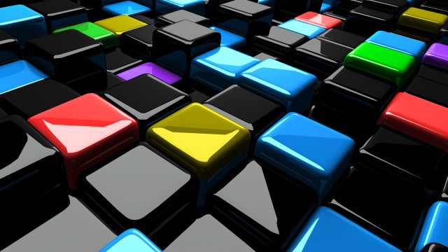 Colorful cubes yellow center black free wallpaper for desktop - medium preview image