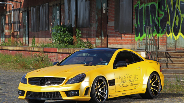 Yellow mercedes sls graffiti staircase free wallpaper for desktop - medium preview image