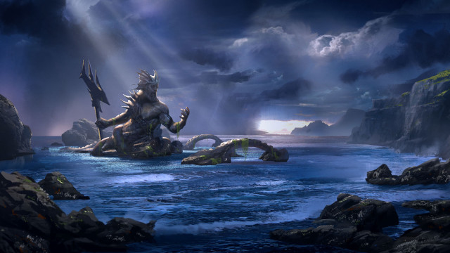 Giant ocean creature sunbeam dark free wallpaper for desktop - medium preview image