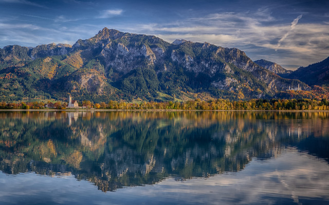 Mountain lake reflection church city #2 free wallpaper for desktop - medium preview image