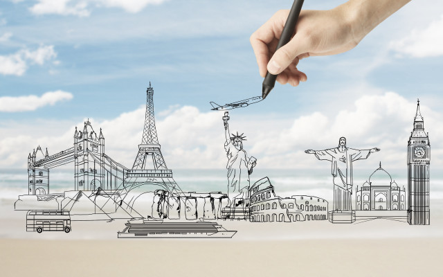 Hand pen paris eiffel cityscape free wallpaper for desktop - medium preview image