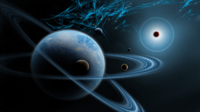 Solar system blue swirl planet free wallpaper for desktop - medium preview image