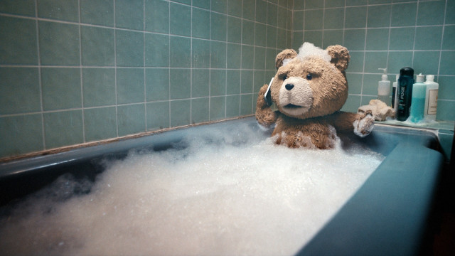 Teddy bear bathroom foamy bubbles free wallpaper for desktop - medium preview image