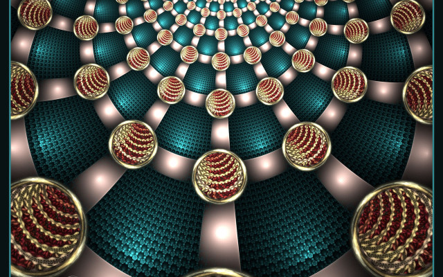 Golden circular psychedelic fence raytraced free wallpaper for desktop - medium preview image