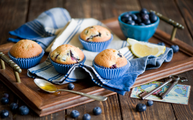 Wooden tray blueberry muffins blueberries free wallpaper for desktop - medium preview image