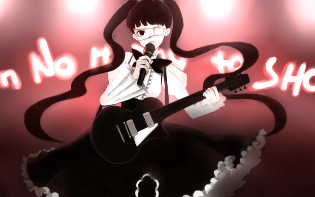 Woman guitar microphone sign performance free wallpaper for desktop - medium preview image