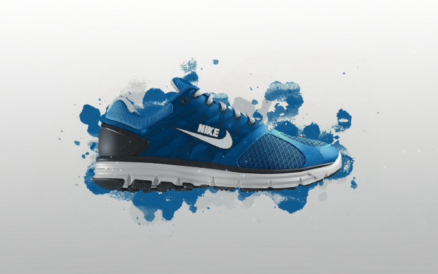 Blue shoe nike logo paint free wallpaper for desktop - medium preview image