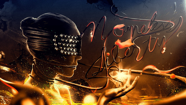 Woman mask cigarette neon surreal free wallpaper for desktop - medium preview image