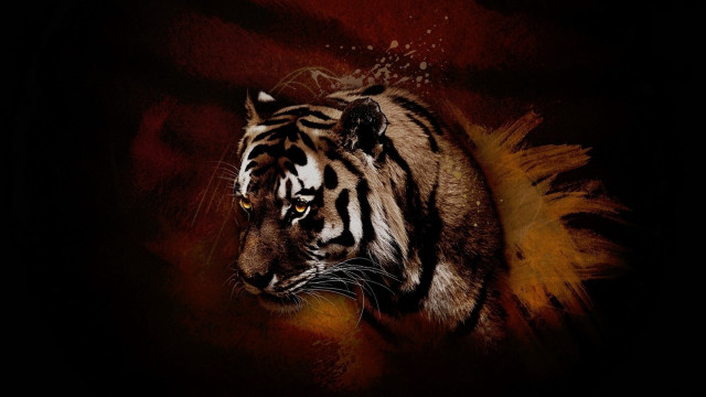 Tiger feather tail digital painting free wallpaper for desktop - medium preview image