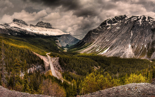 Mountain range winding road cloudy #5 free wallpaper for desktop - medium preview image