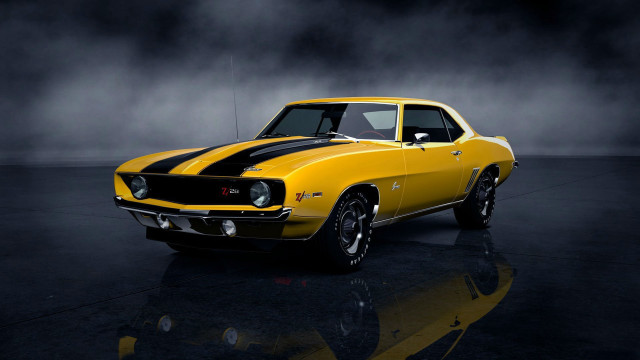 Yellow car black stripe hood #5 free wallpaper for desktop - medium preview image