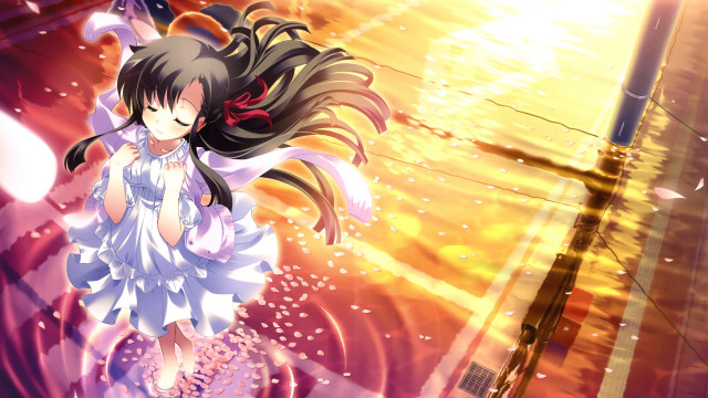 Girl dress walking water sword free wallpaper for desktop - medium preview image