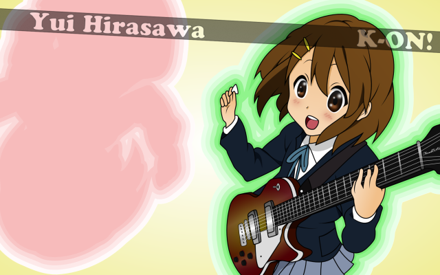 Girl guitar pink background yui free wallpaper for desktop - medium preview image