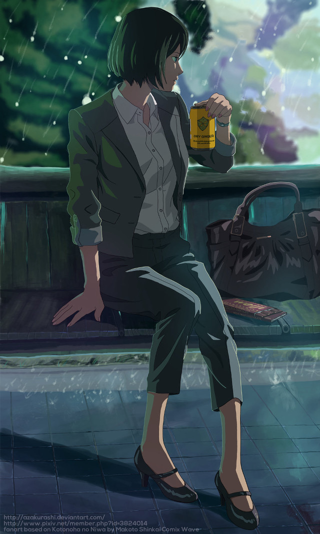 Woman sitting bench coffee rain free wallpaper for mobile - medium preview image