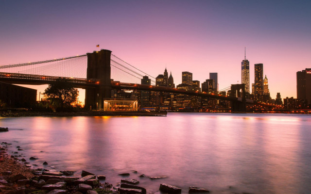City skyline bridge river sunset #3 free wallpaper for desktop - medium preview image