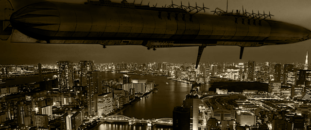 Airplane night city lights river free wallpaper for desktop - medium preview image