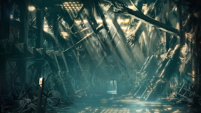 Dark room lights person doorway free wallpaper for desktop - medium preview image