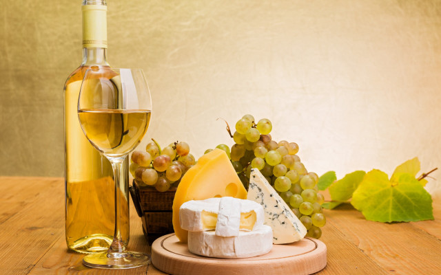 Wine glass cheese grapes leaves free wallpaper for desktop - medium preview image