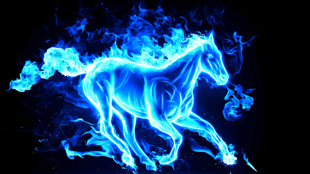 Horse blue fire flame energy free wallpaper for desktop - medium preview image
