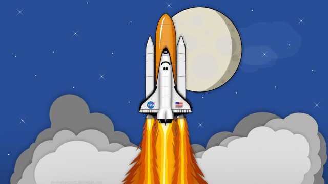 Rocket ship full moon clouds free wallpaper for desktop - medium preview image