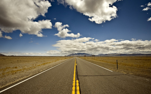 Long road sky cloud fence free wallpaper for desktop - medium preview image