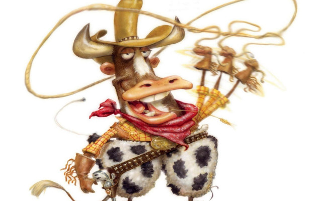 Cow cowboy hat lasso horse free wallpaper for desktop - medium preview image