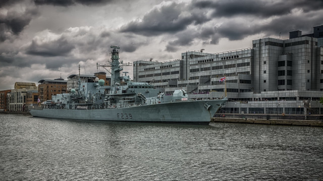 Harbor ship clocktower cityscape cloudy free wallpaper for desktop - medium preview image