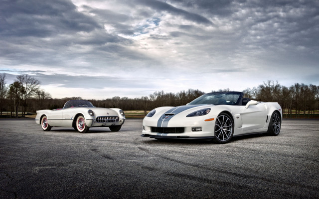White sports cars cloudy horizon free wallpaper for desktop - medium preview image