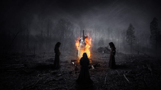 Gothic woods fire embers night free wallpaper for desktop - medium preview image