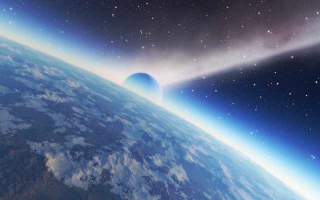 Earth space starry sky moon free wallpaper for desktop - medium preview image