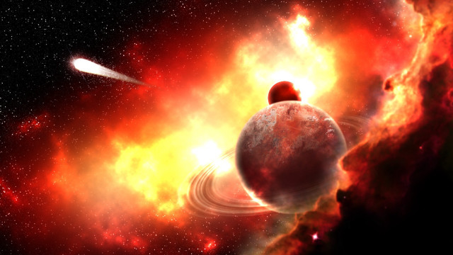 Space planet star moon aurora free wallpaper for desktop - medium preview image