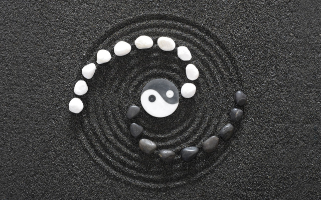 Yin yang rocks water black free wallpaper for desktop - medium preview image