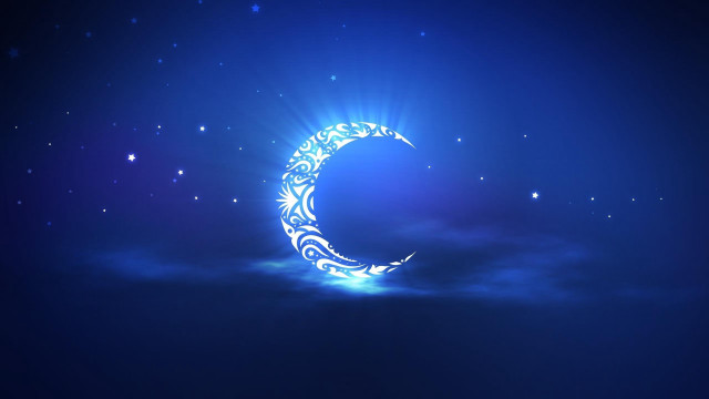 Crescent moon blue background stars free wallpaper for desktop - medium preview image