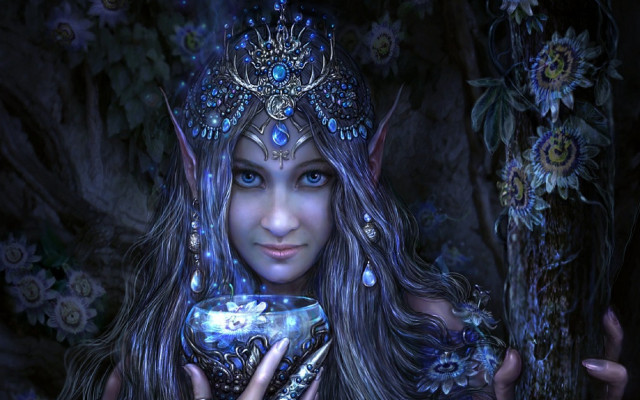 Elf blue rose crown nature free wallpaper for desktop - medium preview image